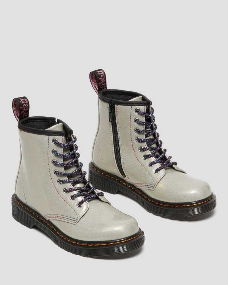 Dr Martens Junior 1460 Sparkle Rays Lace Up Boots Silver | 49VXFHPNQ