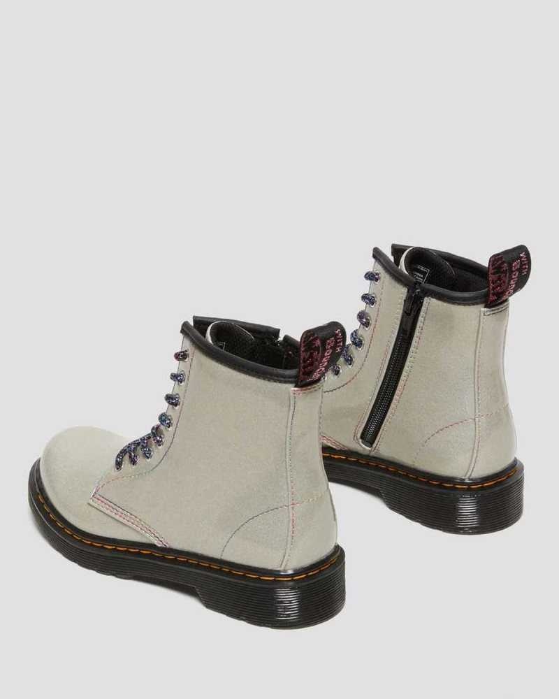 Dr Martens Junior 1460 Sparkle Rays Lace Up Boots Silver | 49VXFHPNQ