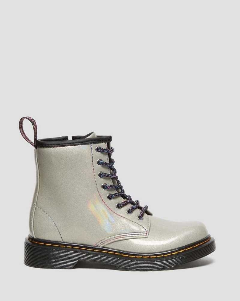 Dr Martens Junior 1460 Sparkle Rays Lace Up Boots Silver | 49VXFHPNQ