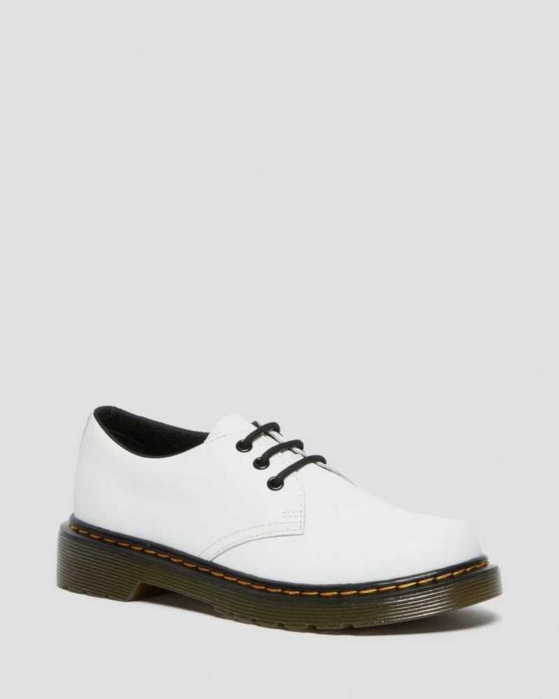 Dr Martens Junior 1461 Leather Lace Up Shoes White | 98TRDICJQ