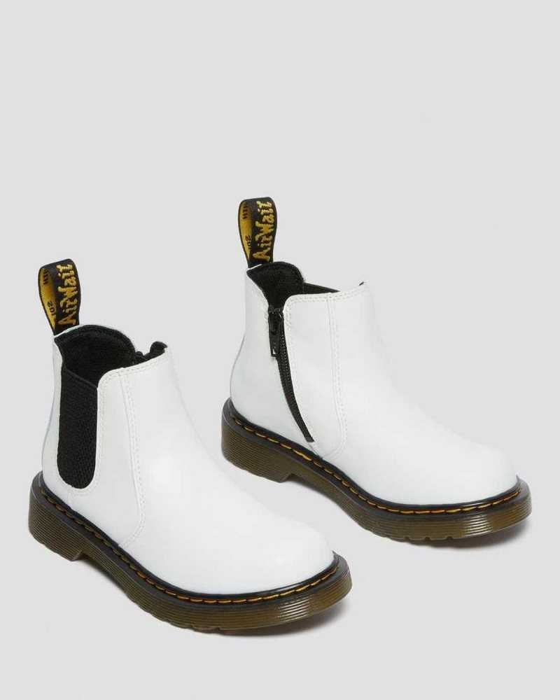 Dr Martens Junior 2976 Leather Chelsea Boots White | 63BSJZNAR