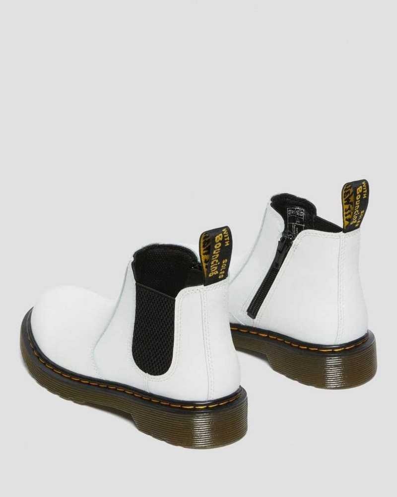 Dr Martens Junior 2976 Leather Chelsea Boots White | 63BSJZNAR