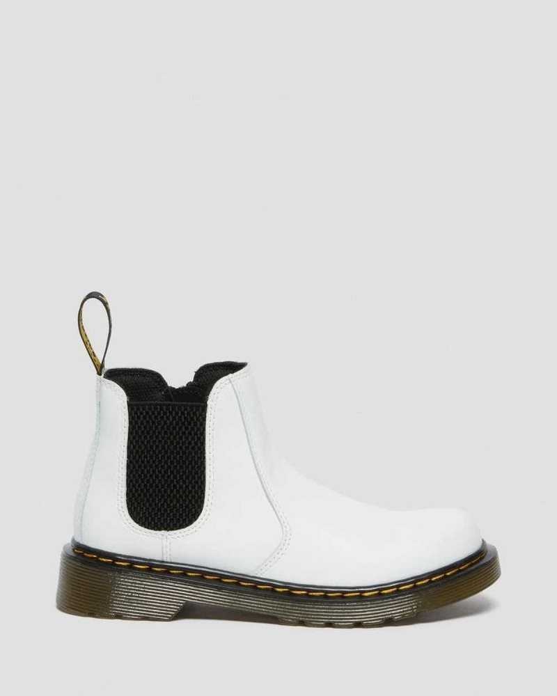 Dr Martens Junior 2976 Leather Chelsea Boots White | 63BSJZNAR