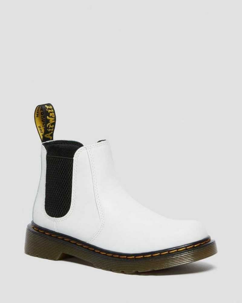 Dr Martens Junior 2976 Leather Chelsea Boots White | 63BSJZNAR