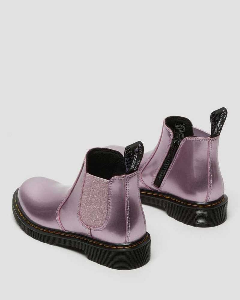 Dr Martens Junior 2976 Metallic Chelsea Boots Pink | 87XCLZBQF