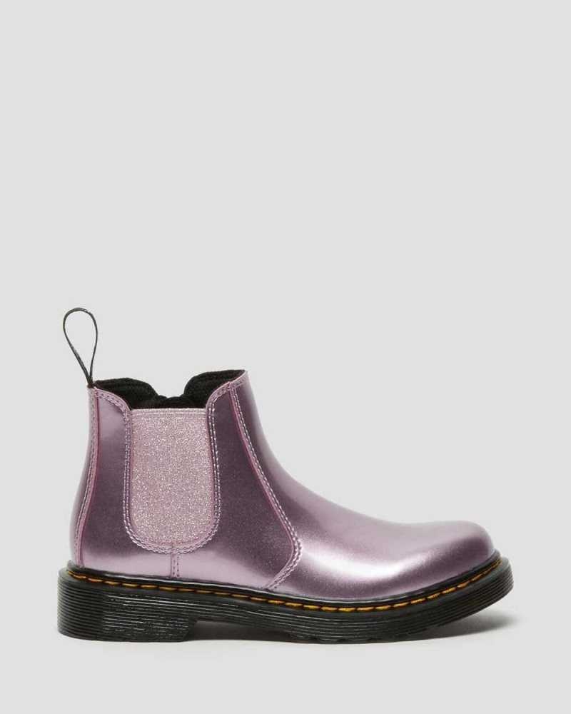 Dr Martens Junior 2976 Metallic Chelsea Boots Pink | 87XCLZBQF