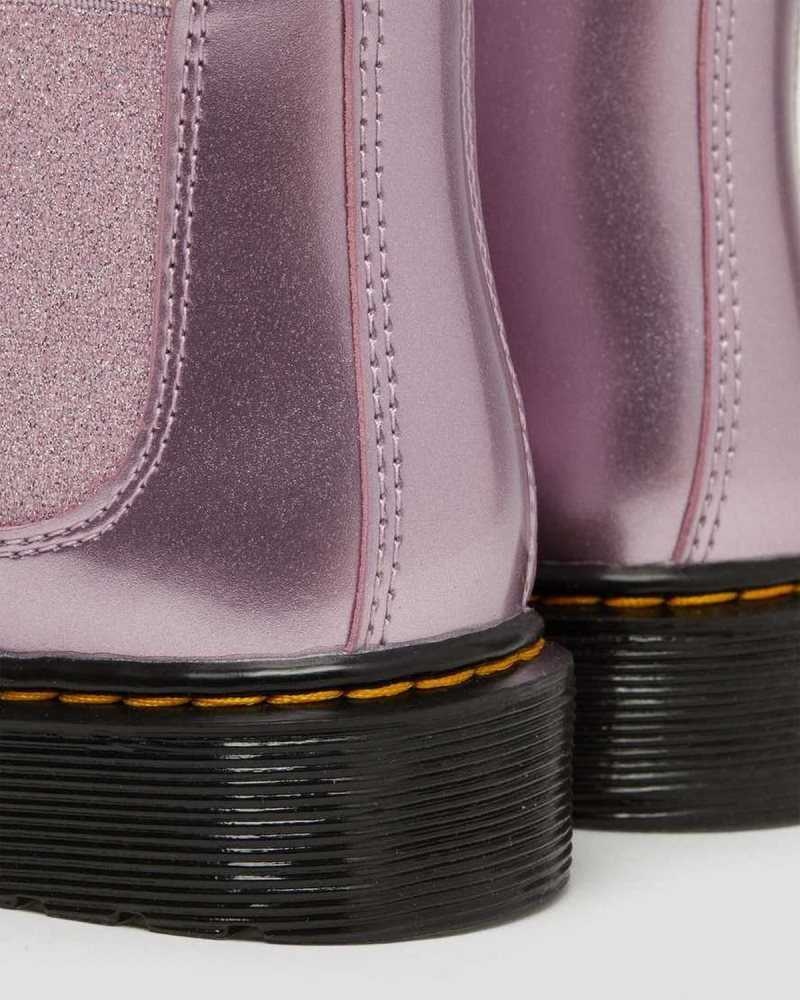 Dr Martens Junior 2976 Metallic Chelsea Boots Pink | 87XCLZBQF