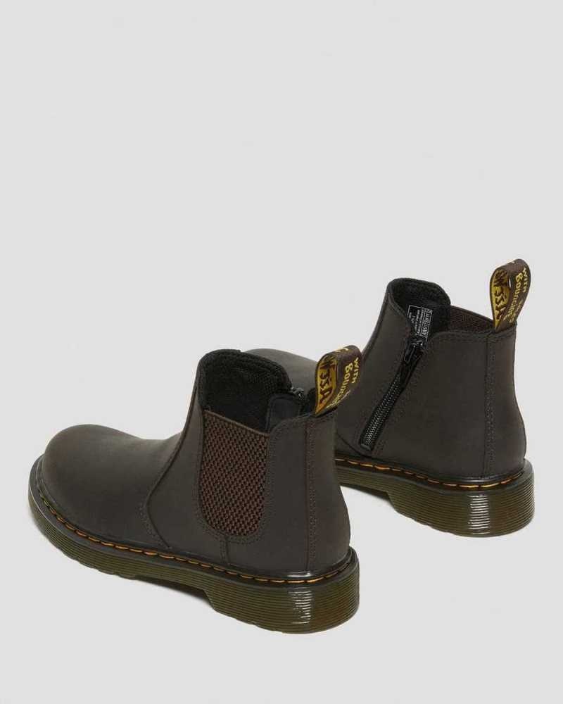 Dr Martens Junior 2976 Wildhorse Leather Chelsea Boots Dark Brown | 21NQZDWSL