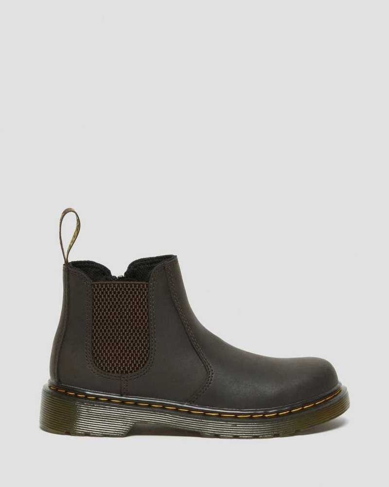 Dr Martens Junior 2976 Wildhorse Leather Chelsea Boots Dark Brown | 21NQZDWSL