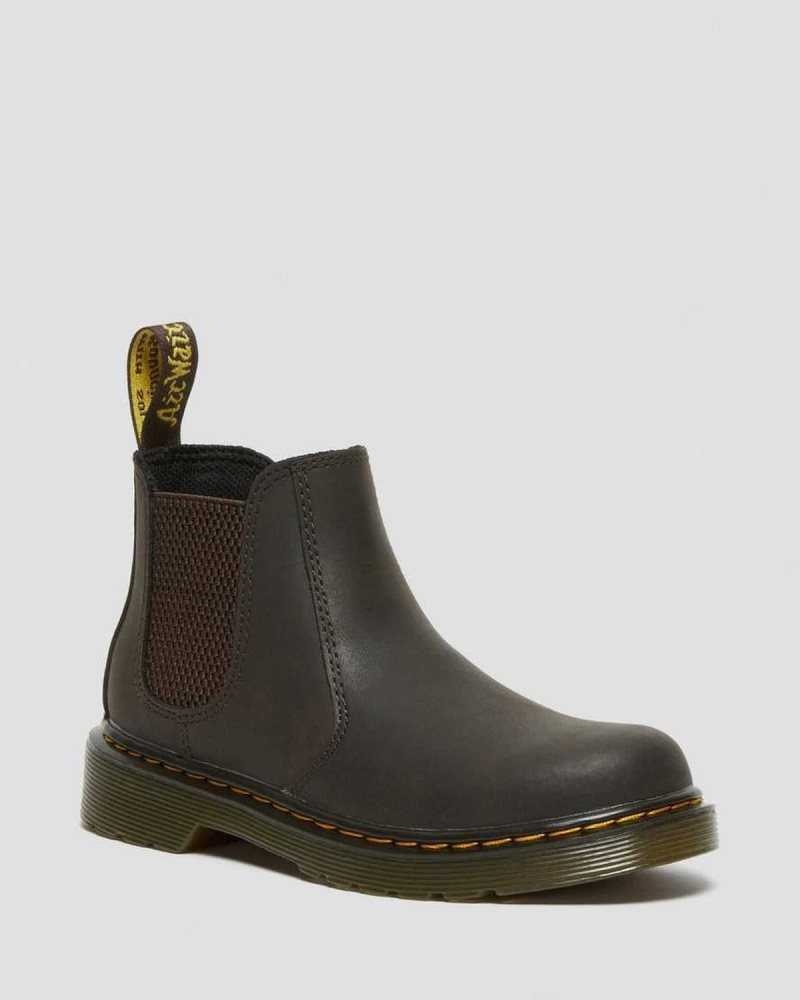 Dr Martens Junior 2976 Wildhorse Leather Chelsea Boots Dark Brown | 21NQZDWSL