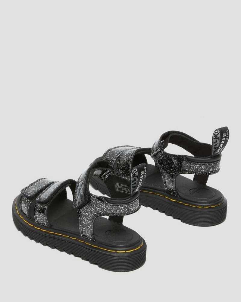 Dr Martens Junior Klaire Glitter Sandals Black | 98UASTWBH