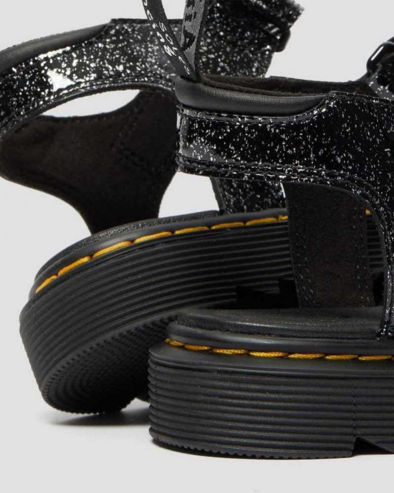 Dr Martens Junior Klaire Glitter Sandals Black | 98UASTWBH