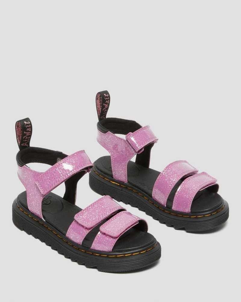 Dr Martens Junior Klaire Glitter Sandals Pink | 40DWKOQPS