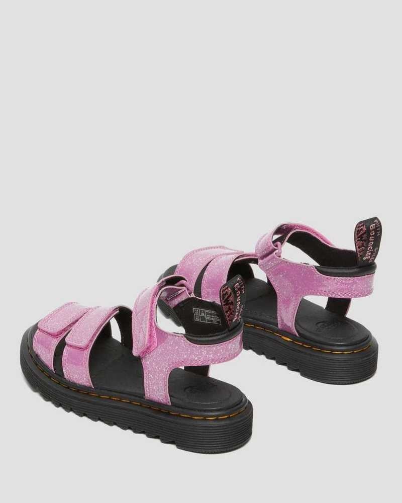 Dr Martens Junior Klaire Glitter Sandals Pink | 40DWKOQPS