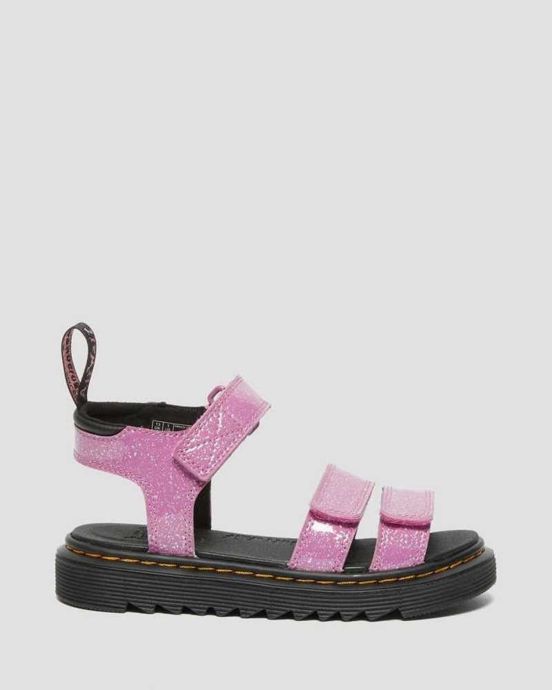 Dr Martens Junior Klaire Glitter Sandals Pink | 40DWKOQPS