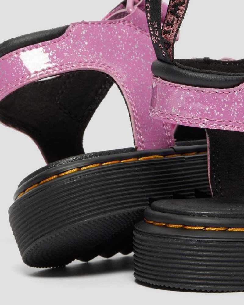 Dr Martens Junior Klaire Glitter Sandals Pink | 40DWKOQPS