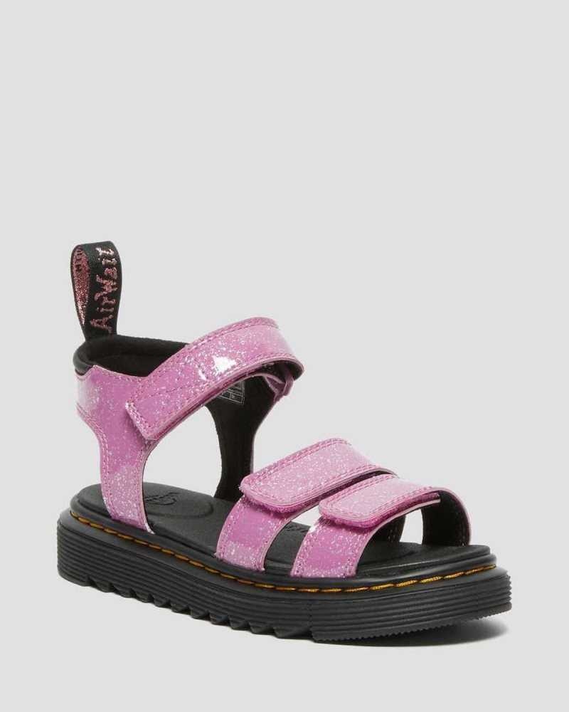 Dr Martens Junior Klaire Glitter Sandals Pink | 40DWKOQPS