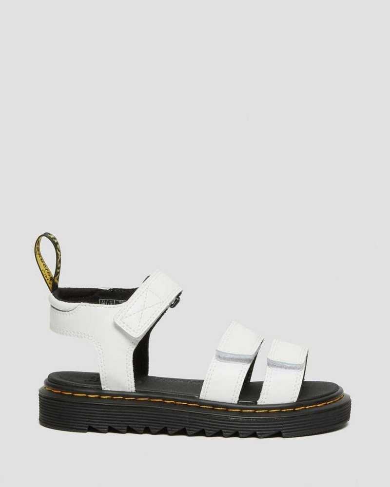 Dr Martens Junior Klaire Leather Strap Sandals White | 70AWCKJBN