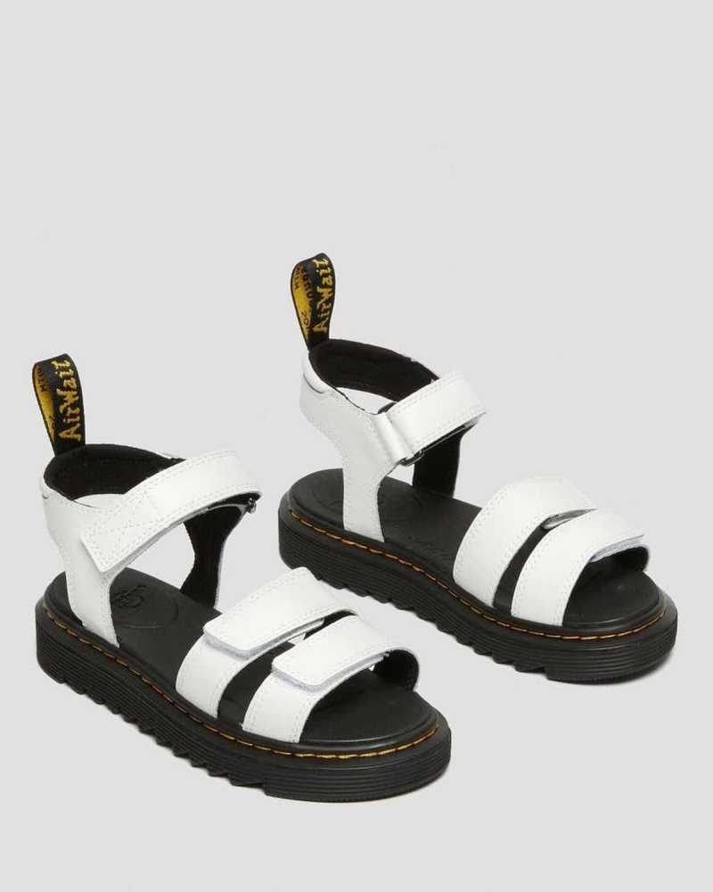 Dr Martens Junior Klaire Leather Strap Sandals White | 70AWCKJBN