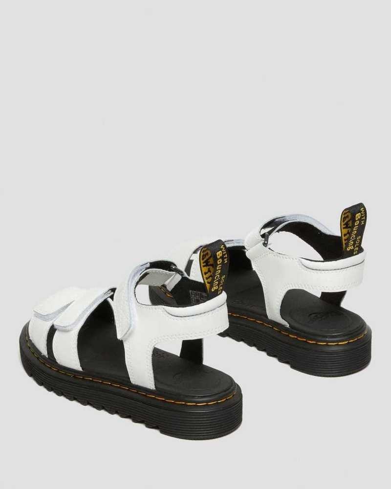 Dr Martens Junior Klaire Leather Strap Sandals White | 70AWCKJBN