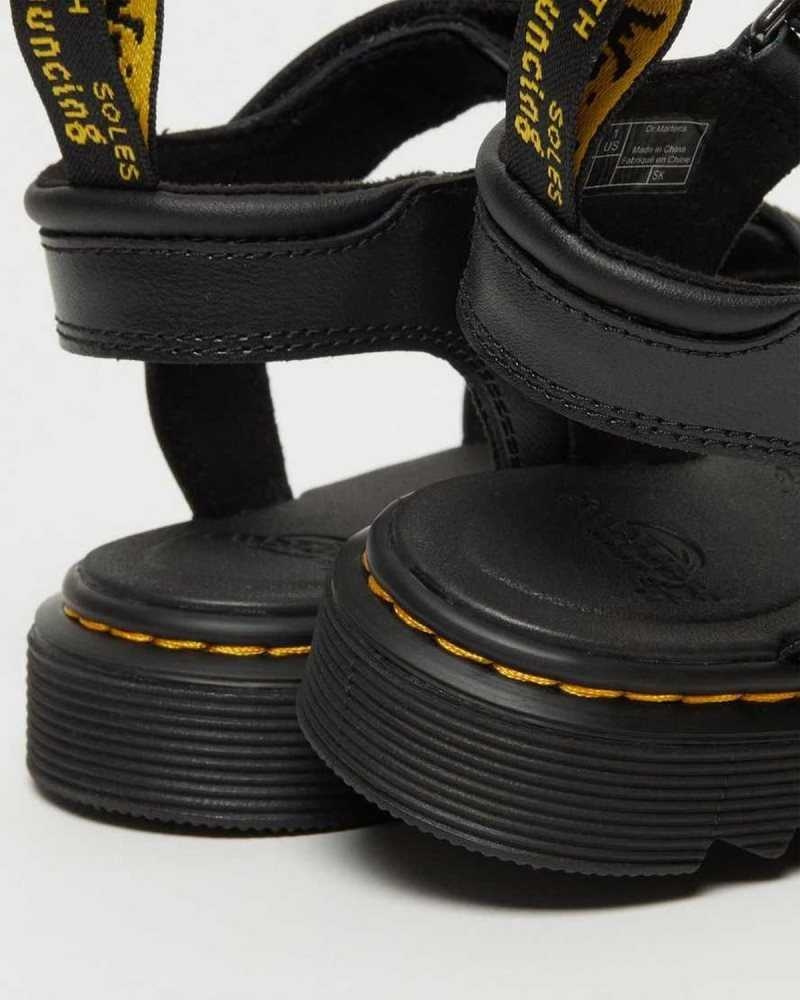 Dr Martens Junior Klaire Leather Strap Sandals Black | 32SCHKUMT