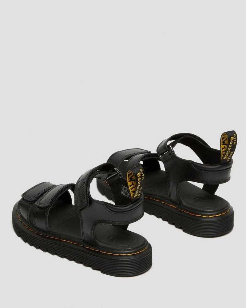 Dr Martens Junior Klaire Leather Strap Sandals Black | 32SCHKUMT