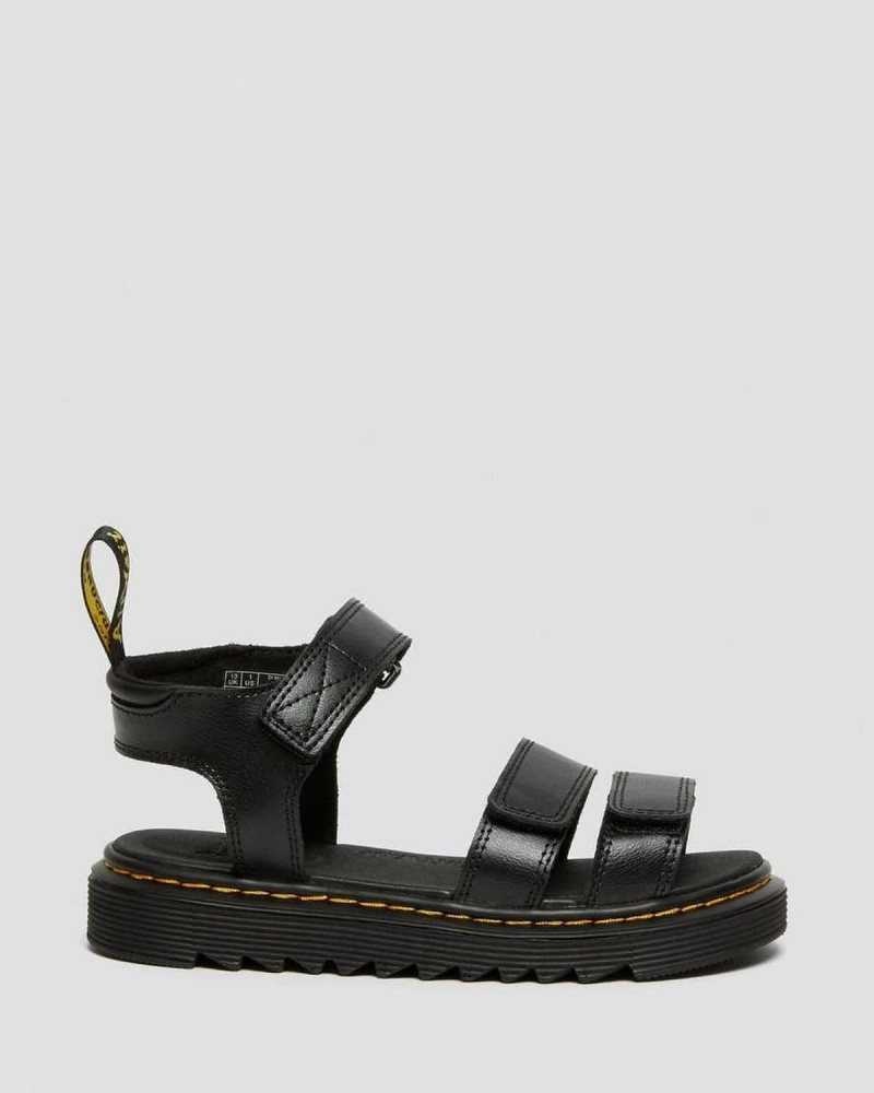 Dr Martens Junior Klaire Leather Strap Sandals Black | 32SCHKUMT