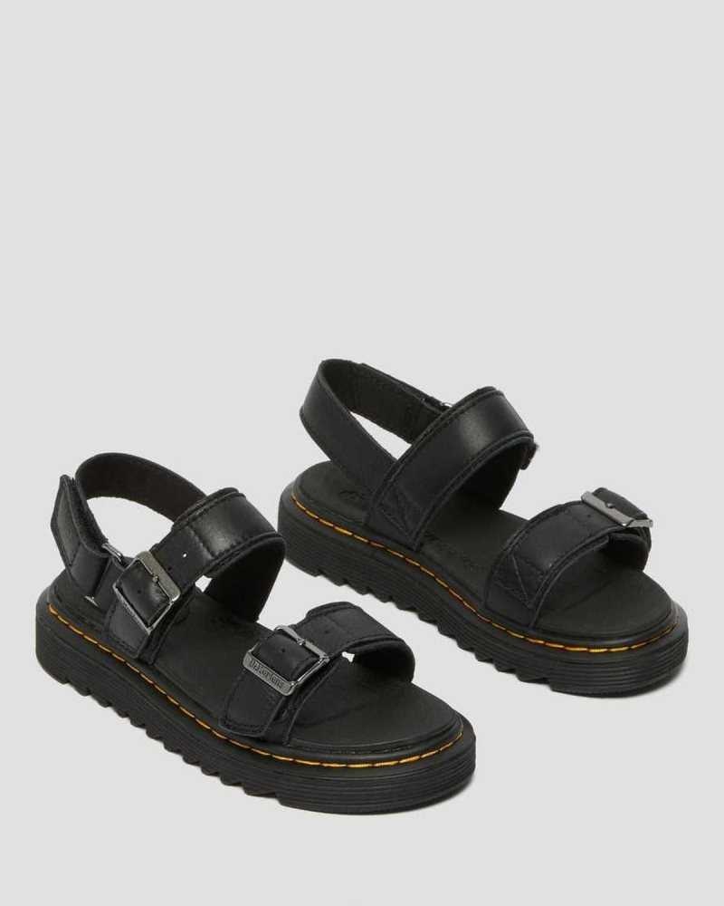 Dr Martens Junior Kyle Leather Sandals Black | 27CXIDFHS