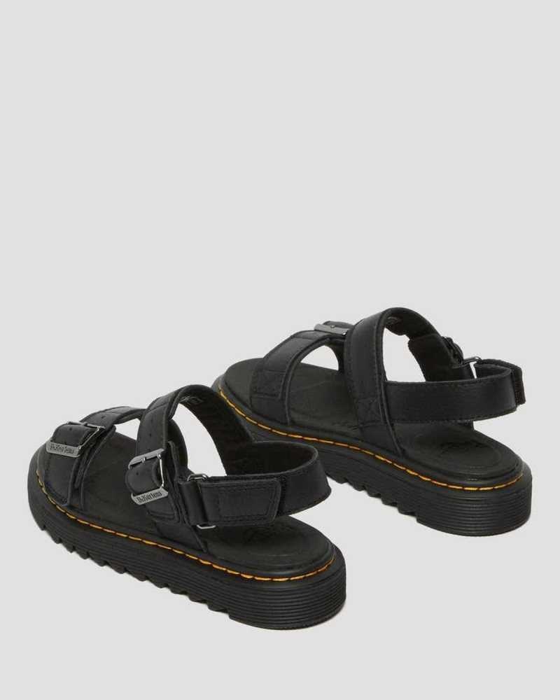 Dr Martens Junior Kyle Leather Sandals Black | 27CXIDFHS