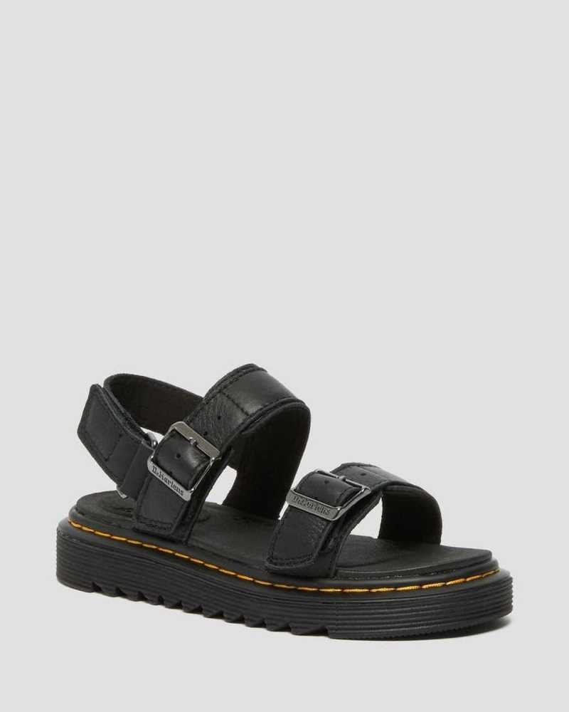 Dr Martens Junior Kyle Leather Sandals Black | 27CXIDFHS