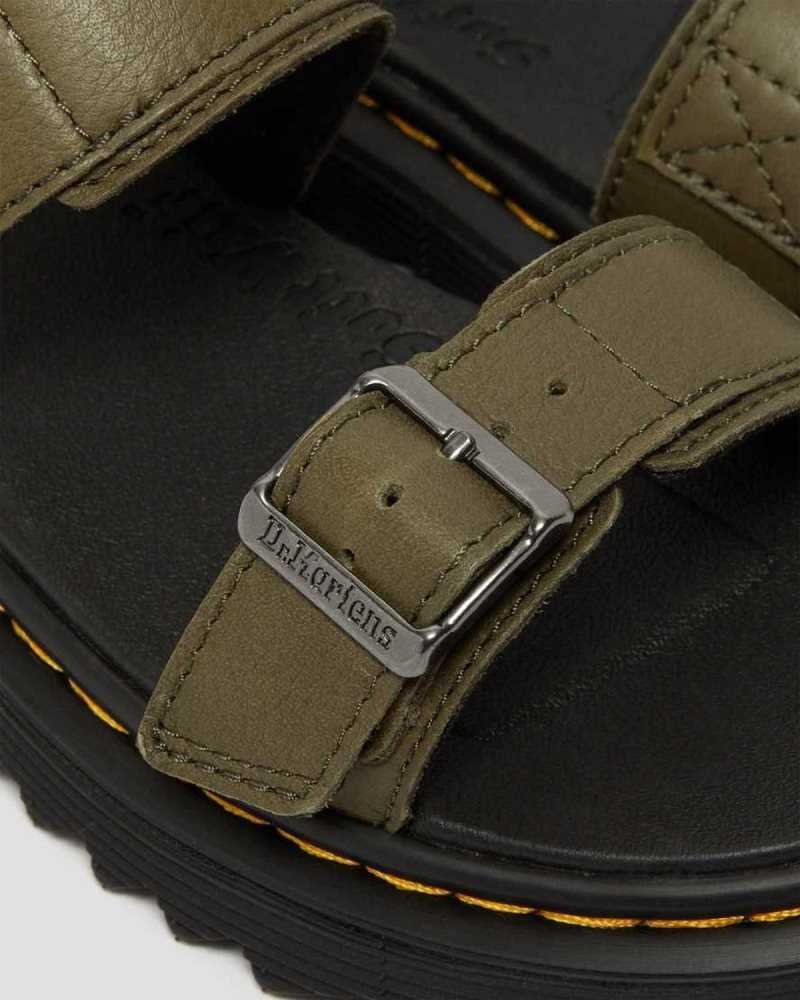 Dr Martens Junior Kyle Leather Sandals Olive | 10IHBSZPL