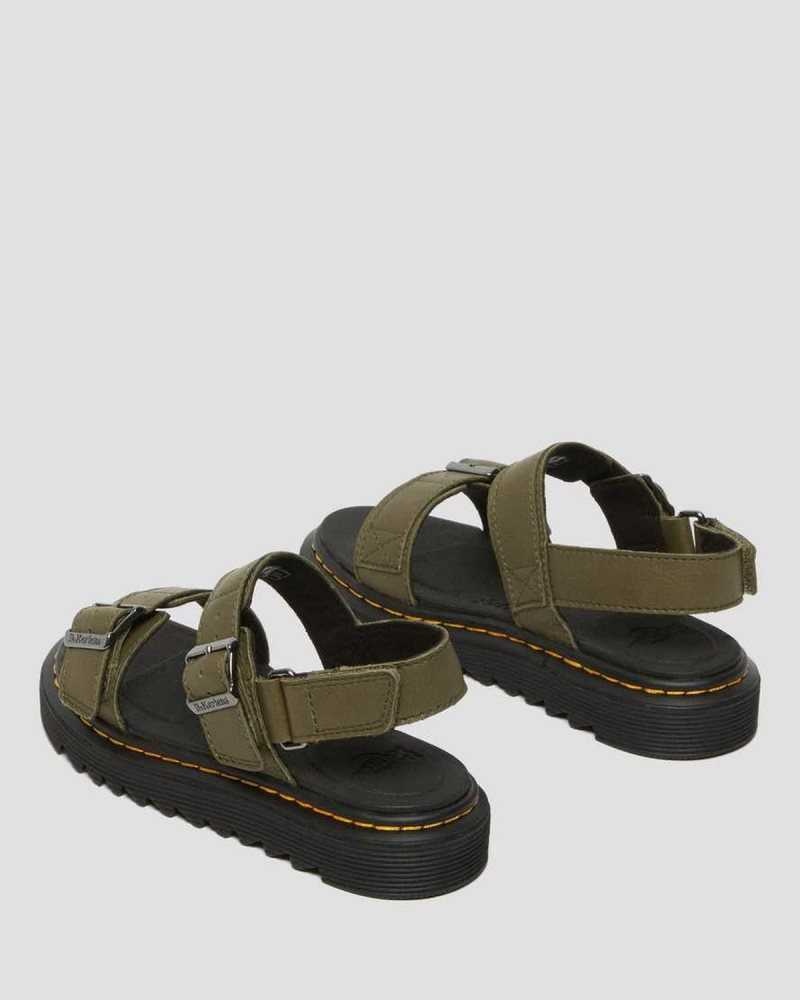 Dr Martens Junior Kyle Leather Sandals Olive | 10IHBSZPL