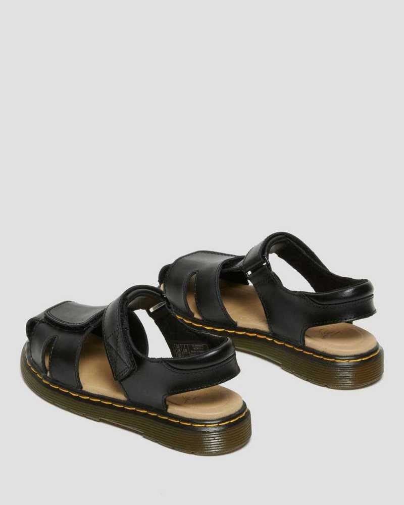 Dr Martens Junior Moby II Leather Velcro Sandals Black | 15SJCPUZR