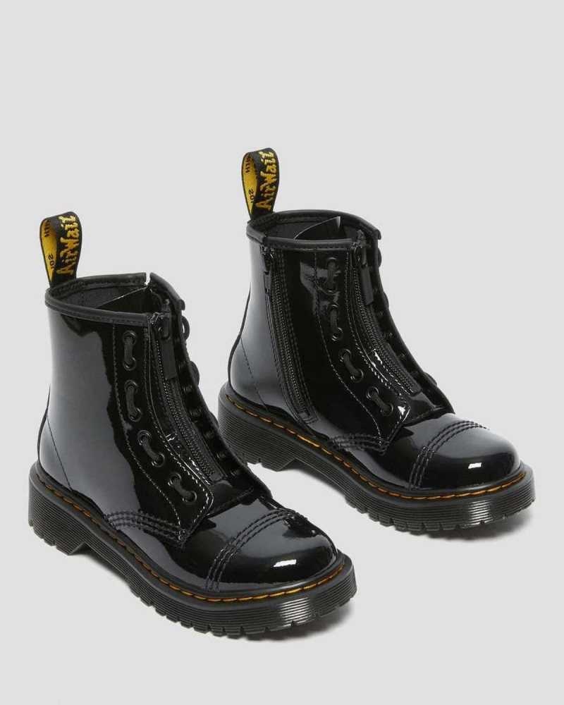 Dr Martens Junior Sinclair Bex Patent Leather Boots Black | 89TEXRBZS