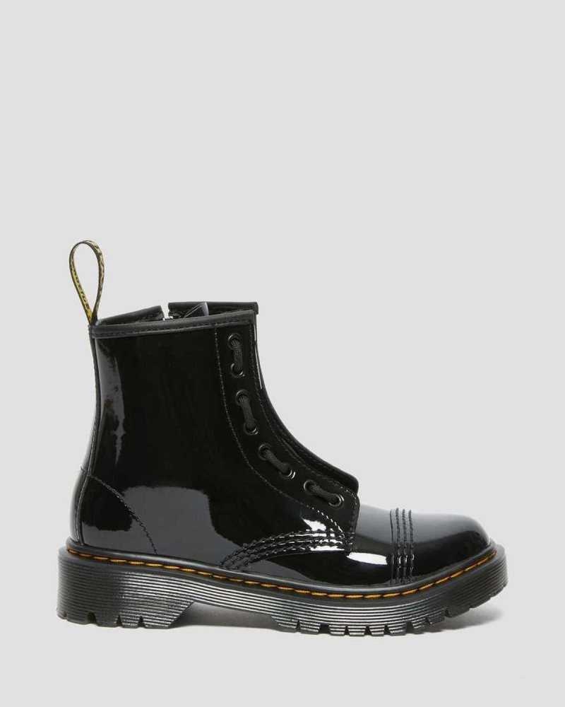 Dr Martens Junior Sinclair Bex Patent Leather Boots Black | 89TEXRBZS