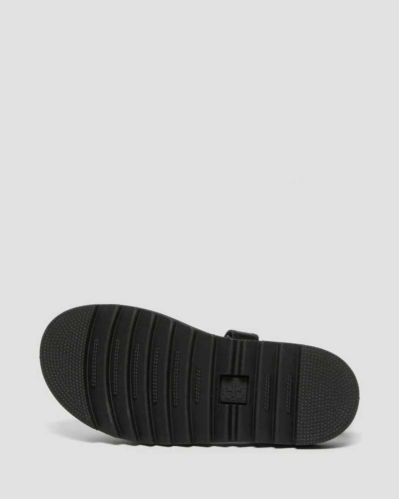 Dr Martens Junior Vossie Leather Sandals Black | 87OPNGJIY