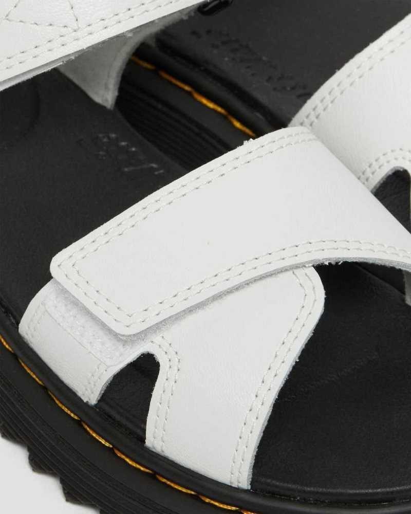 Dr Martens Junior Vossie Leather Sandals White | 52YWFEOCR