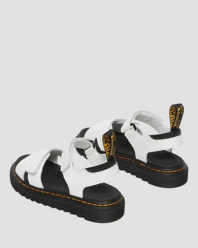 Dr Martens Junior Vossie Leather Sandals White | 52YWFEOCR