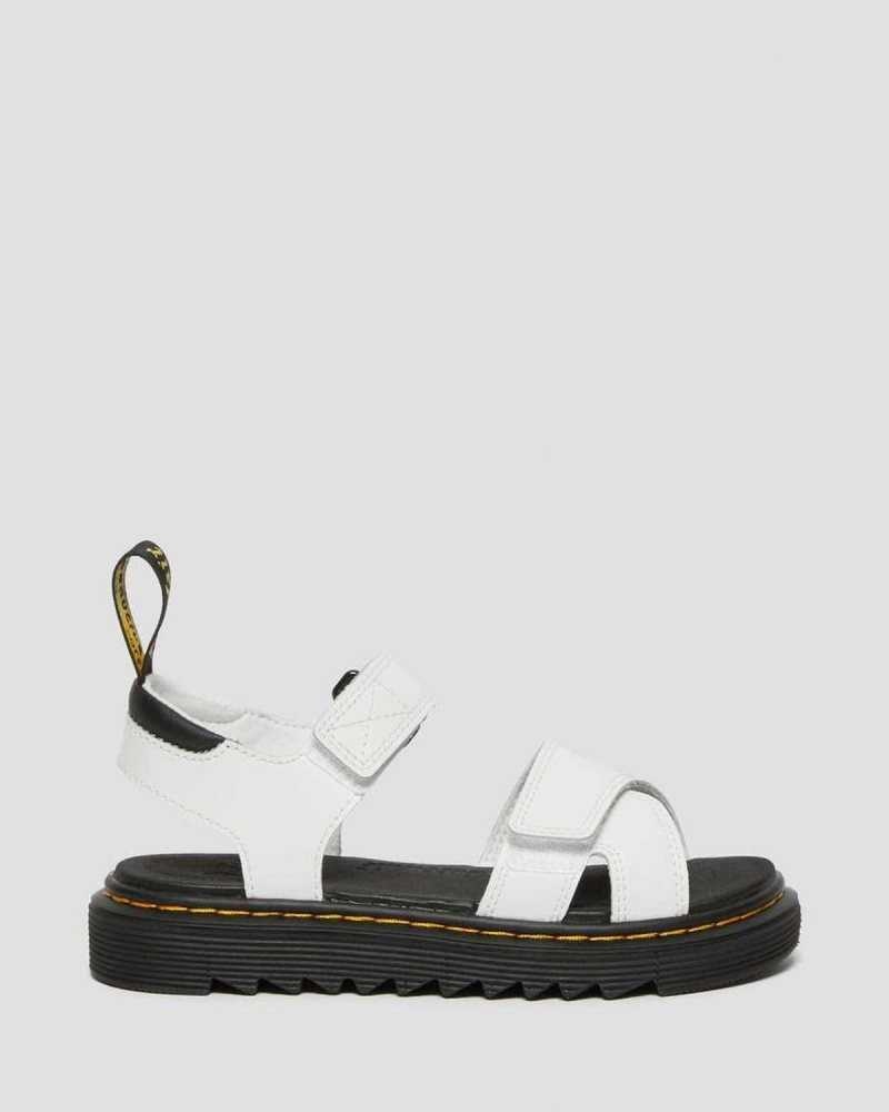 Dr Martens Junior Vossie Leather Sandals White | 52YWFEOCR