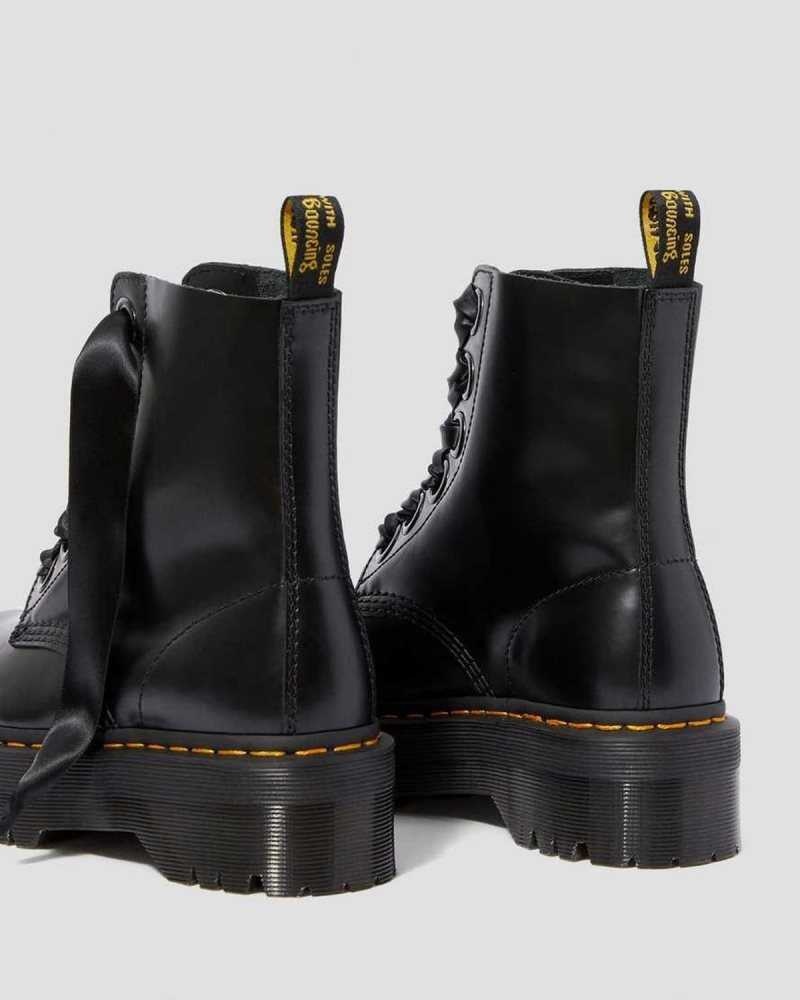 Dr Martens Molly Leather Platform Boots Black | 03IQJRFCB