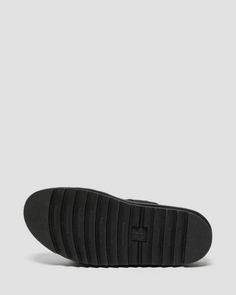 Dr Martens Myles Suede Fur-Lined Buckle Slide Sandals Black | 51HJKPIFT