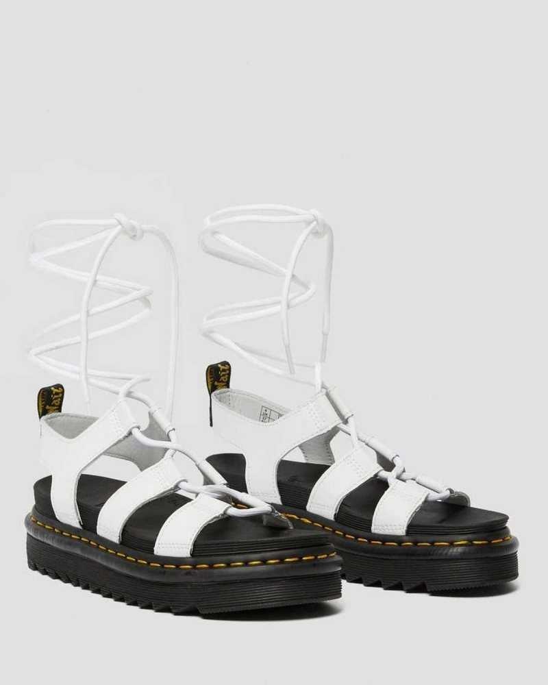 Dr Martens Nartilla Leather Gladiator Sandals White | 01CZJIKGY