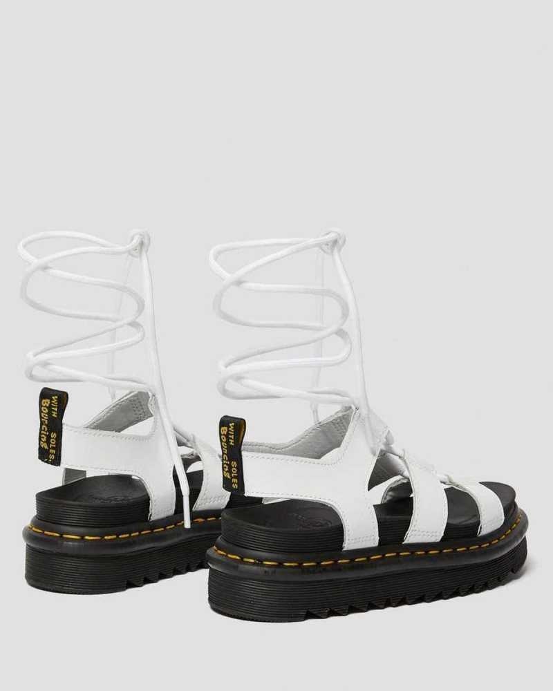 Dr Martens Nartilla Leather Gladiator Sandals White | 01CZJIKGY