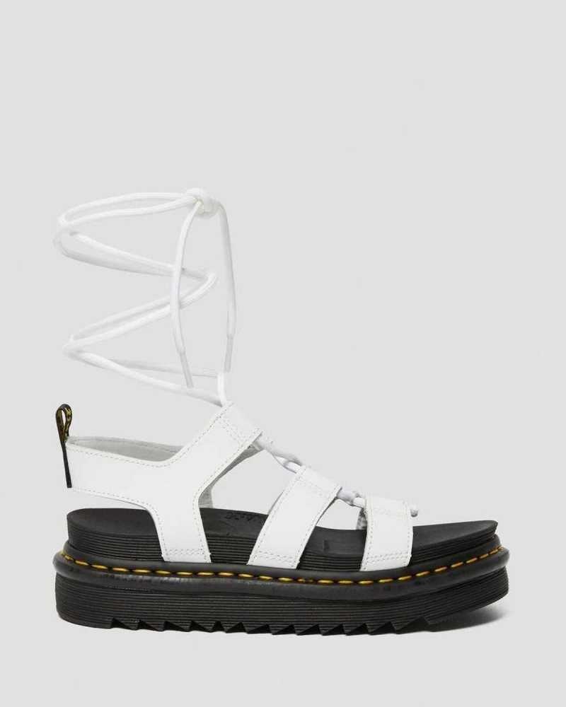 Dr Martens Nartilla Leather Gladiator Sandals White | 01CZJIKGY