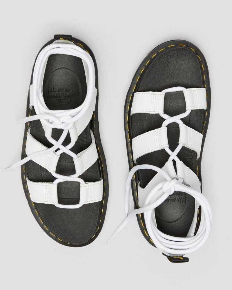 Dr Martens Nartilla Leather Gladiator Sandals White | 01CZJIKGY