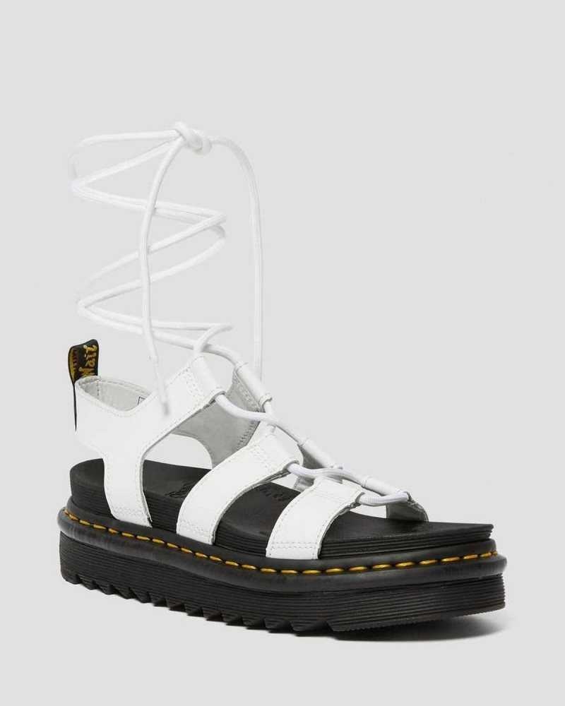 Dr Martens Nartilla Leather Gladiator Sandals White | 42CHARNVS