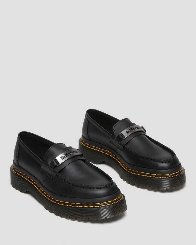 Dr Martens Penton Bex Double Stitch Leather Loafers Black | 09NGHKCQP