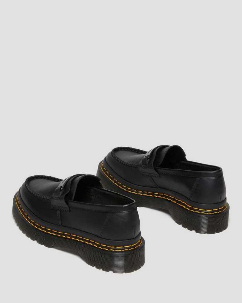 Dr Martens Penton Bex Double Stitch Leather Loafers Black | 09NGHKCQP