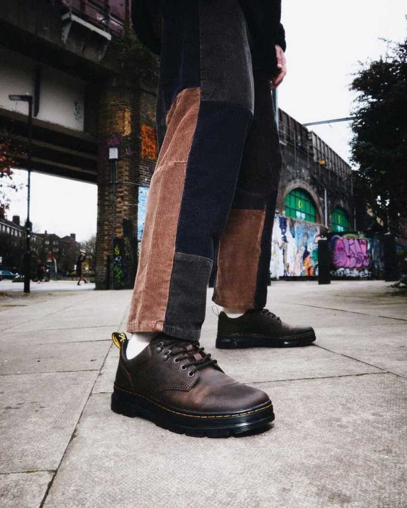 Dr Martens Reeder Crazy Horse Leather Utility Shoes Dark Brown | 23GXAOBUY