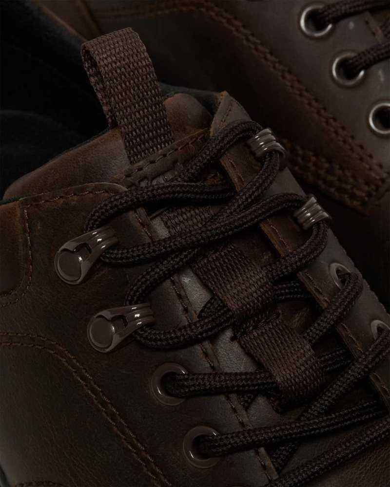 Dr Martens Reeder Crazy Horse Leather Utility Shoes Dark Brown | 23GXAOBUY